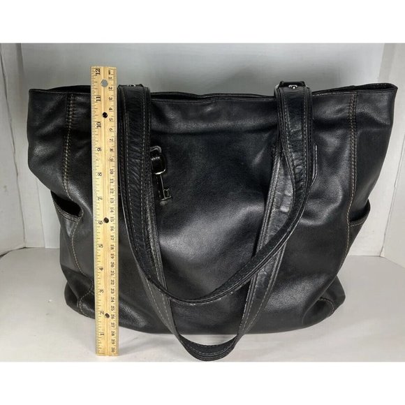 Fossil Black Faux Leather Tote Bag - Lightly Distressed - Picture 10 of 16